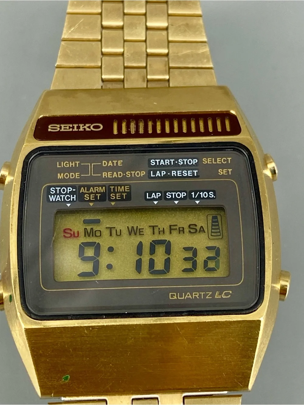 Seiko Vintage Digital Chronograph Watch Gold 1970’s Japan A159-5009G